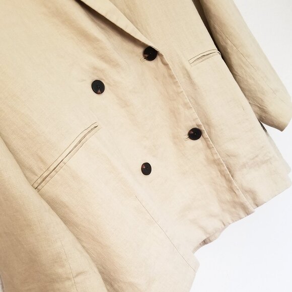 Everlane The Linen Double Breasted Blazer in Khaki Relaxed Fit Plus Size16 $198 - Picture 16 of 16